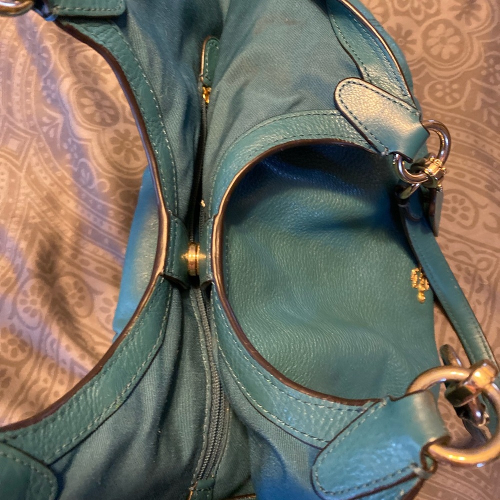 Turquoise Coach Leather Handbag - Picture 7 of 9